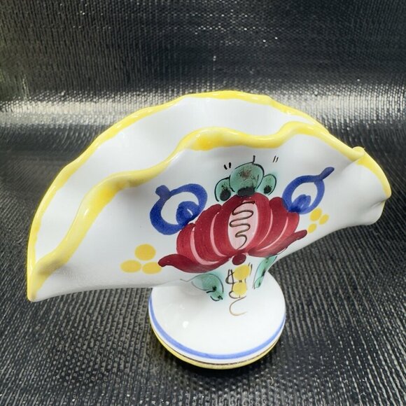 Vintage Italian Pottery Napkin Holder Hand Painted RedWare Floral Pattern Italy - Picture 10 of 11
